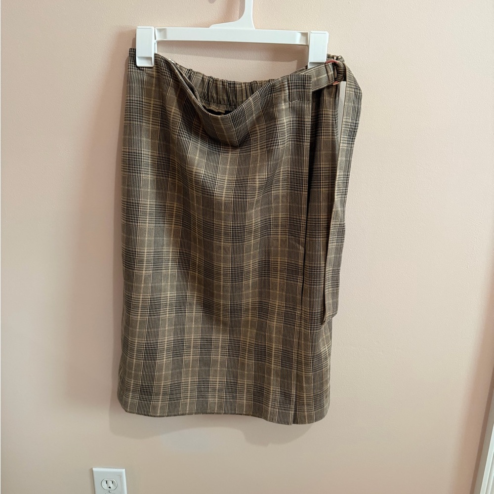 TED BAKER Plaid Faux Wrap A-Line Skirt